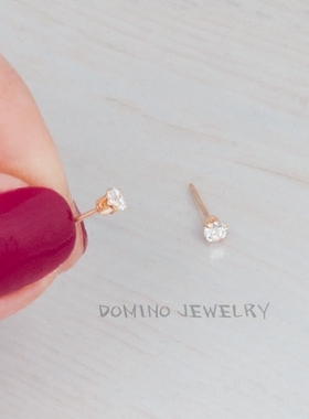 美国14K包金锆石镶钻耳钉 经典简洁 百搭必入 不掉色不过敏 闪亮