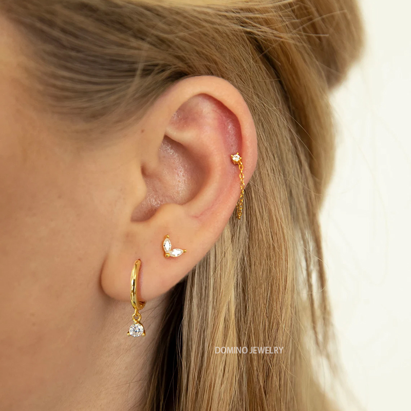 简约通体925纯银锆石耳圈