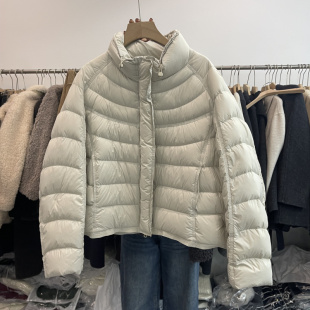 羽绒服女90白鸭绒保暖外套 立领排骨款 欧货1683冬装 2025宽松短款