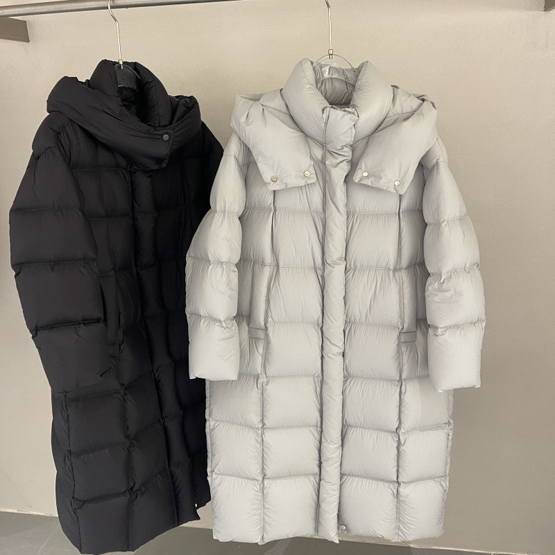 2025冬装新欧货韩版宽松云朵泡芙长款过膝白鹅绒加厚外套羽绒服女