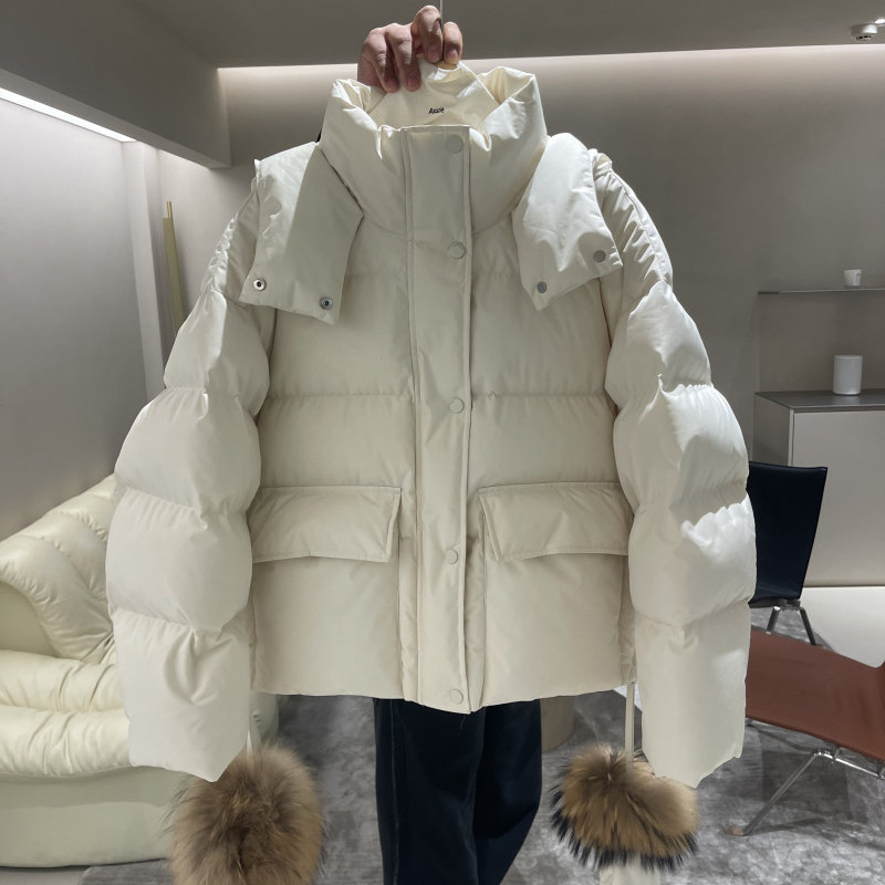 貂子毛手套短款羽绒服加厚外套女