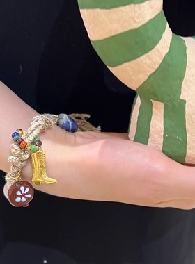 MINNA LU 原创小众手编质朴感俏皮小靴天然石百搭手链