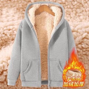 捡漏便宜加绒加厚外套女宽松羊羔绒卫衣工地干活工作服耐磨秋冬季