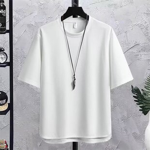 重磅短袖T恤夏季简约休闲套头男女款半袖大码上衣纯白色情侣圆领