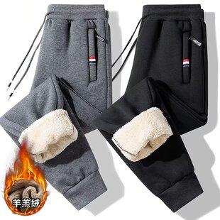 羊羔绒保暖加绒休闲裤女长裤加厚冬季口袋拉链棉裤运动带绒卫裤子