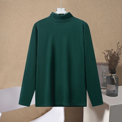 韩版秋冬季德绒半高领打底衫女宽松潮内搭纯色中高领秋衣长袖T恤