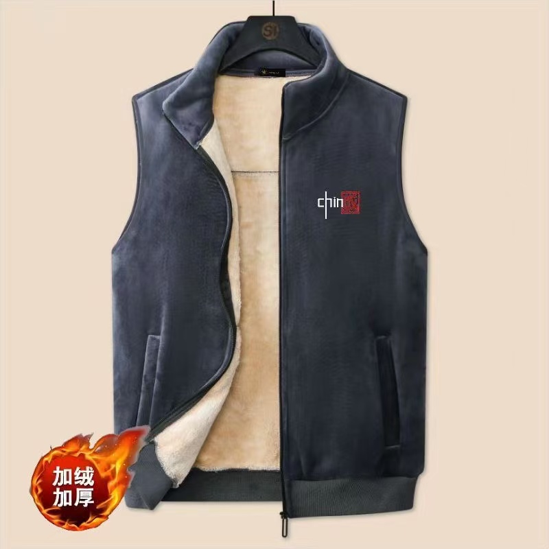 女士棉马甲妈妈坎肩大码秋冬季保暖背心中老年加绒加厚羊羔绒外套