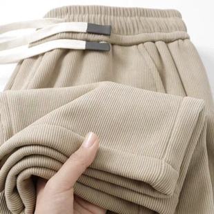 宽松松紧腰裤 加绒加厚休闲裤 子 女秋冬季 清仓捡漏专柜撤回灯芯绒裤