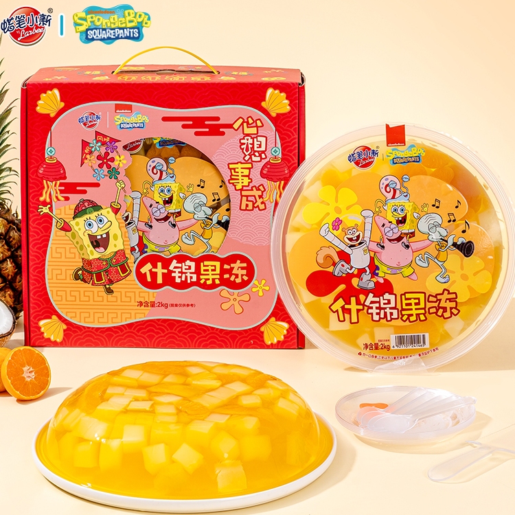 蜡笔小新海绵宝宝2kg超大什锦果冻礼盒巨型零食新年礼盒年货节