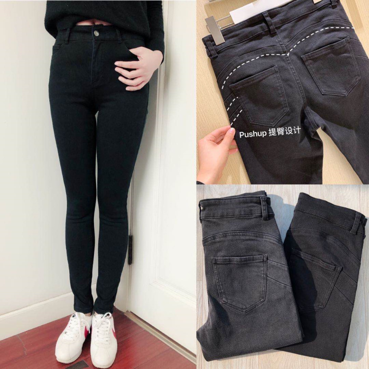 春款高腰c家push提臀牛仔铅笔裤