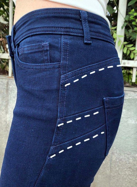 意大利C家蜜桃提臀pushup弹力修身显瘦中腰牛仔铅笔裤加绒小脚裤