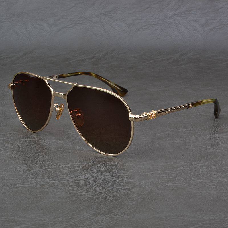 偏光纯钛飞行员太阳镜男潮流超宽大脸复古时尚墨镜女钓鱼开车黑超