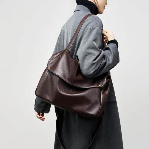 日本2025新款大容量单肩真皮大包欧美风软皮托特包简约休闲女包