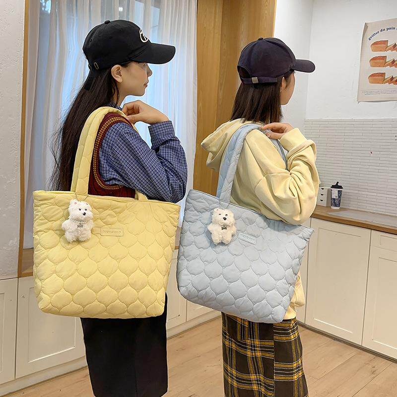 日系韩版棉服包女小清新甜美ins单肩包设计感百搭女士通勤托特包