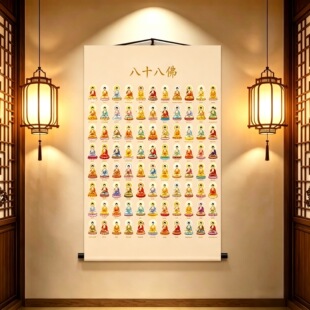 高清八十八佛全堂佛像卷轴画礼佛大忏悔文佛堂茶室书房道场卷轴画