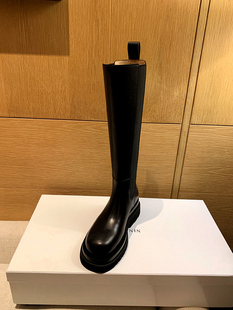 切尔西长靴女厚底中高烟筒骑士靴内增高加绒真皮单靴粗跟长筒靴子