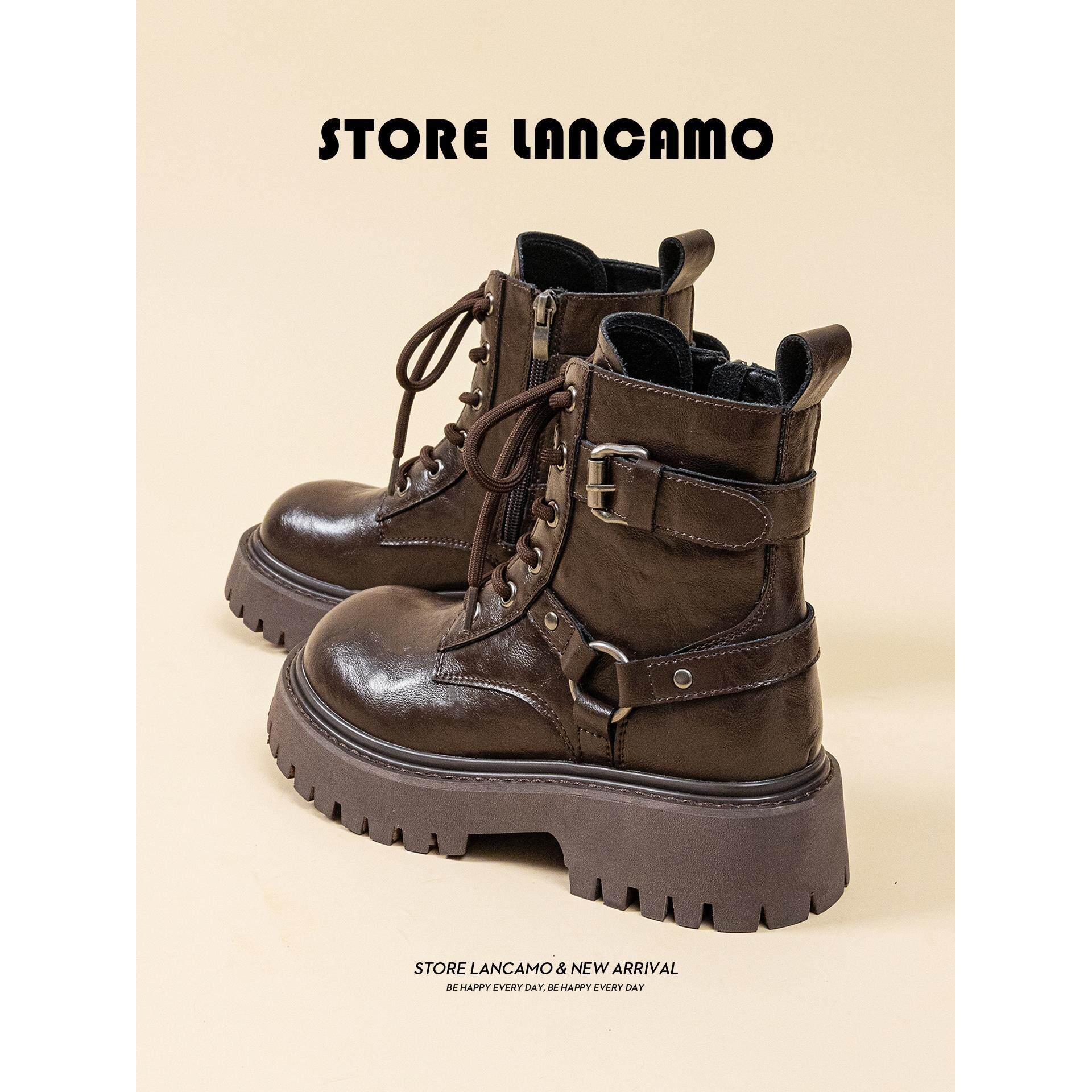 真皮马丁靴女款2025春秋新款复古工装厚底短靴子英伦风户外机车靴