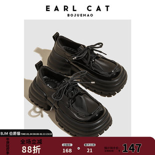 伯爵猫英伦风小皮鞋女2025春夏新款真皮学院风单鞋子jk厚底乐福鞋