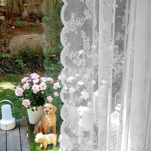 韩式 穿杆隔断遮挡帘 蕾丝成品白纱帘白沙窗帘魔术贴乡村遮光美式