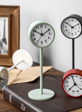 闹钟简约北欧风格学生用静音床头钟表创意个性台钟桌面摆件小座钟