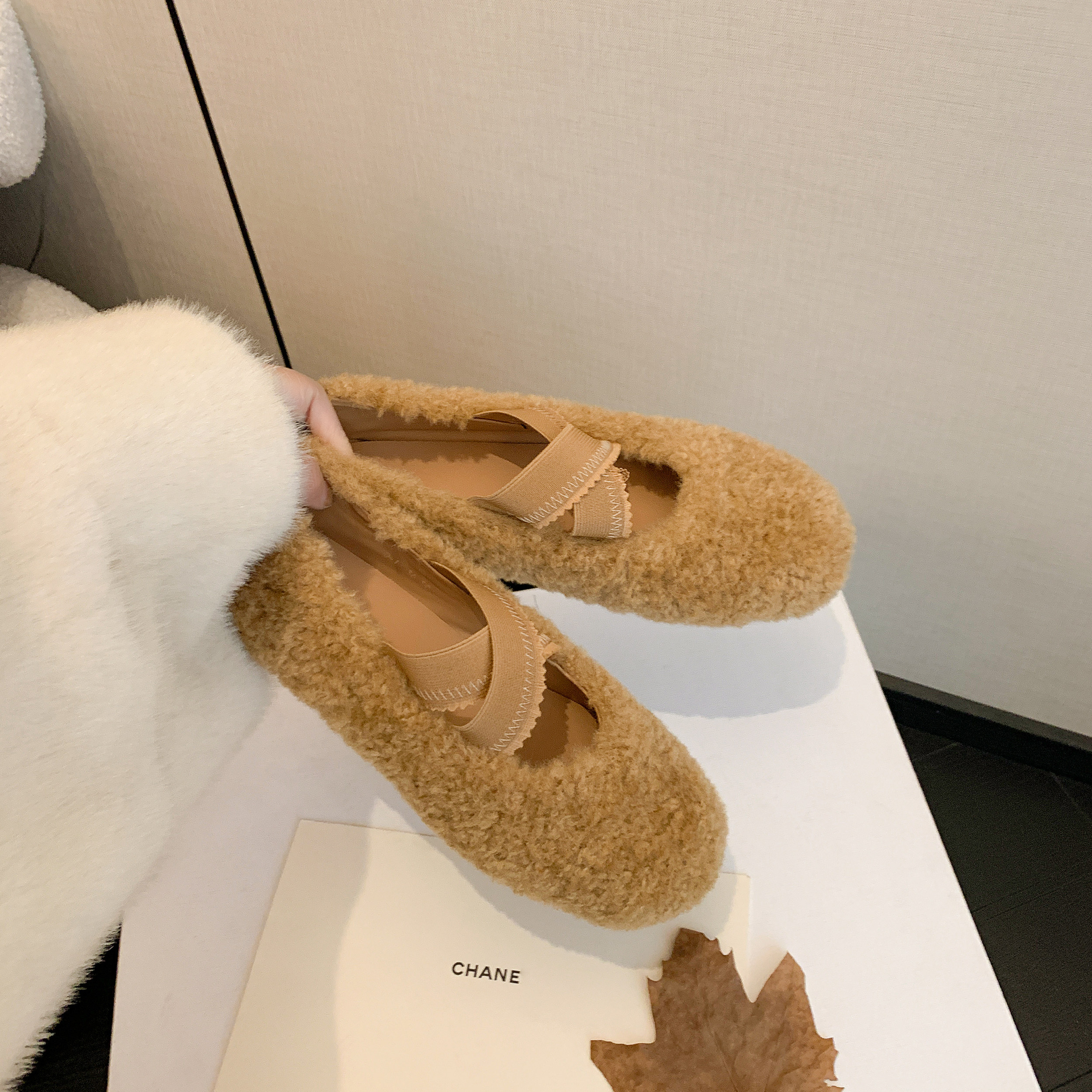 【STAR】交叉弹力带芭蕾平底毛绒圆头韩系百搭休闲法式玛丽珍2cm,女鞋,浅口单鞋,淘宝优惠券,粉丝福利购,淘宝优惠卷