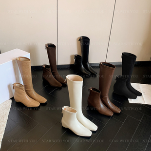 【星星STAR】内增高弹力显瘦百搭极简高级感中高筒瘦瘦靴5cm