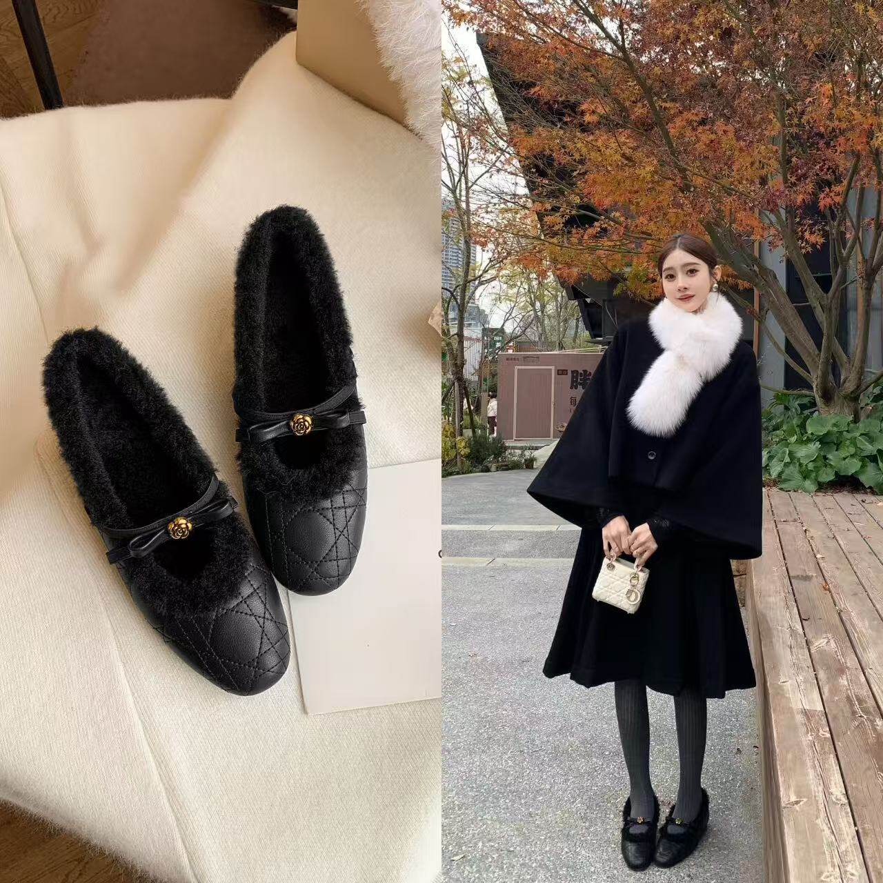 【STAR】法式小香风山茶花玛丽珍秋冬加绒一字带单鞋4cm,女鞋,时尚雪地靴,淘宝优惠券,粉丝福利购,淘宝优惠卷