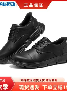 斯凯奇男士商务休闲鞋冬季低帮系带黑色百搭皮革合成再生革205310