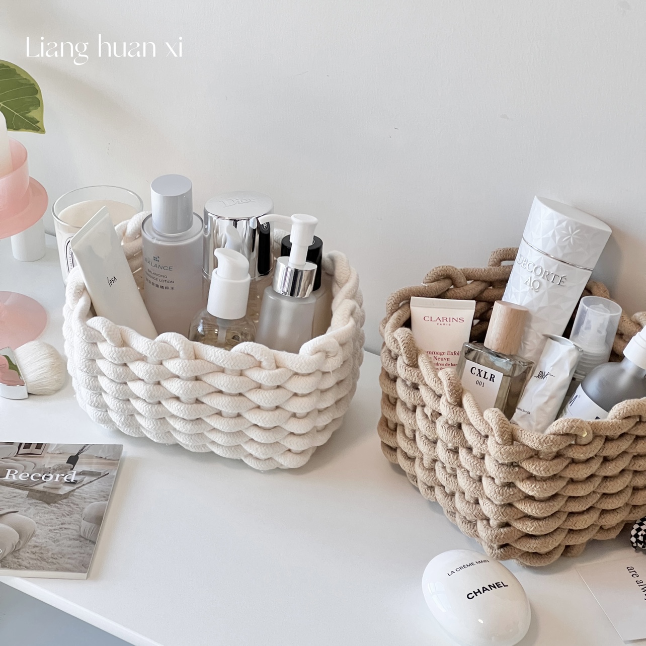棉绳编织收纳筐桌面简约