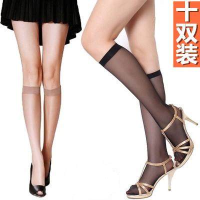 10双装正丝袜女肤色中统袜 春夏季薄款透明包芯丝中筒袜子