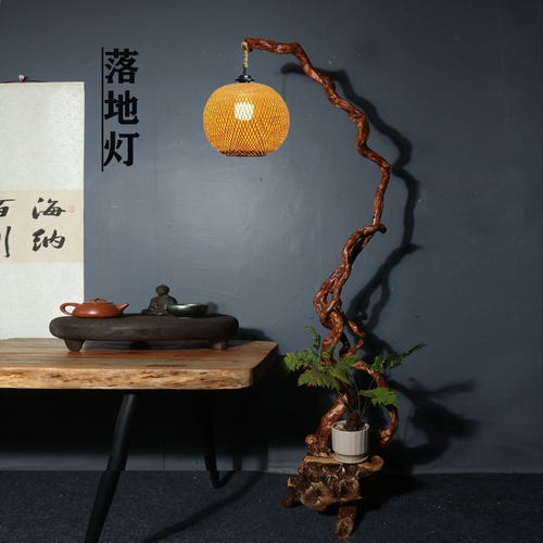 名木堂禅意杜鹃老根原木落地灯