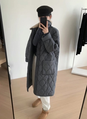 特清/about moon家宽松中长款棉服外套女毛领可拆 胸围122衣长107