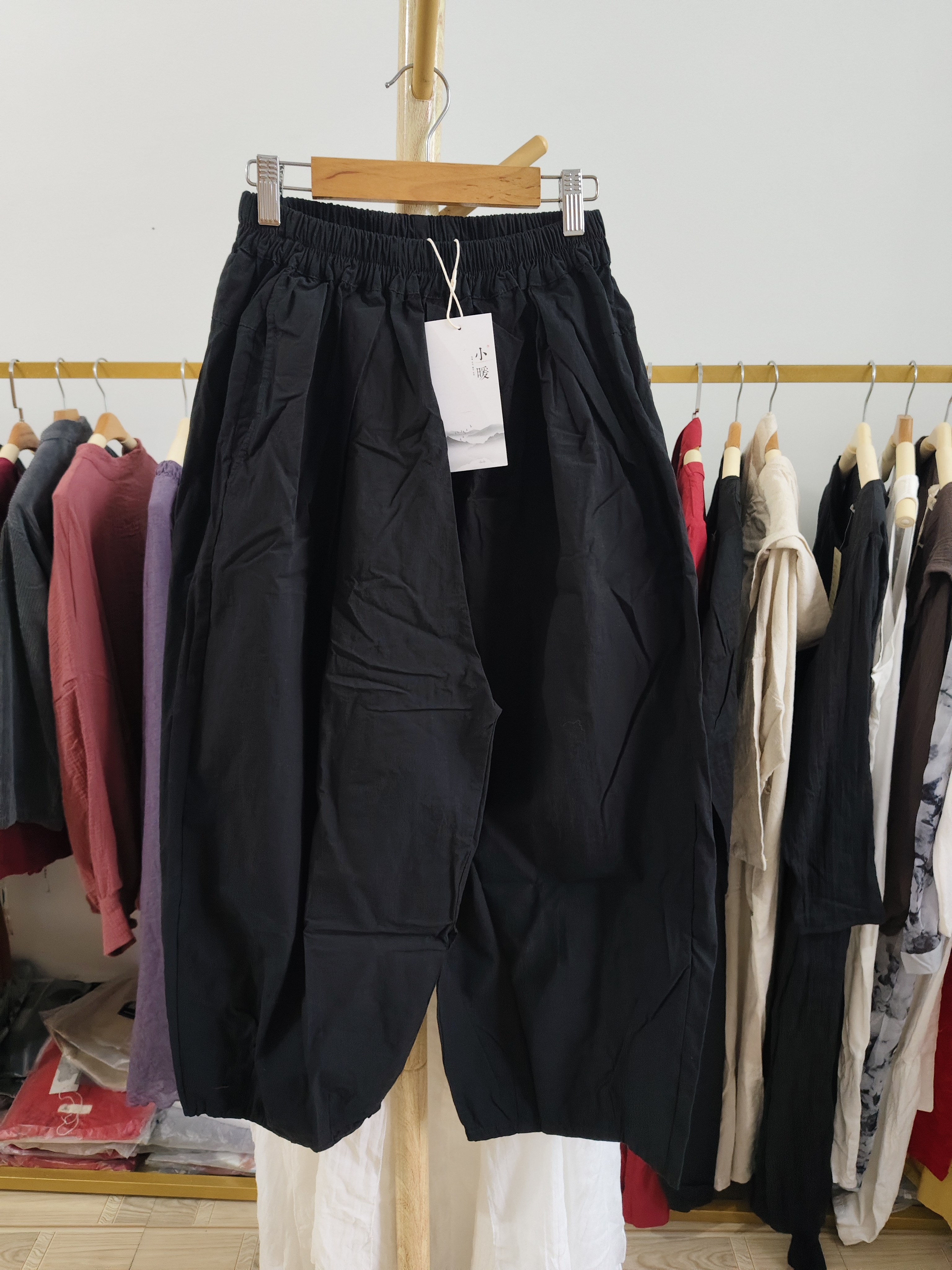 特价清/黑色棉质九分裤休闲裤女哈伦裤松紧腰58-90 臀140 长86,女装/女士精品,休闲裤,淘宝优惠券,粉丝福利购,淘宝优惠卷