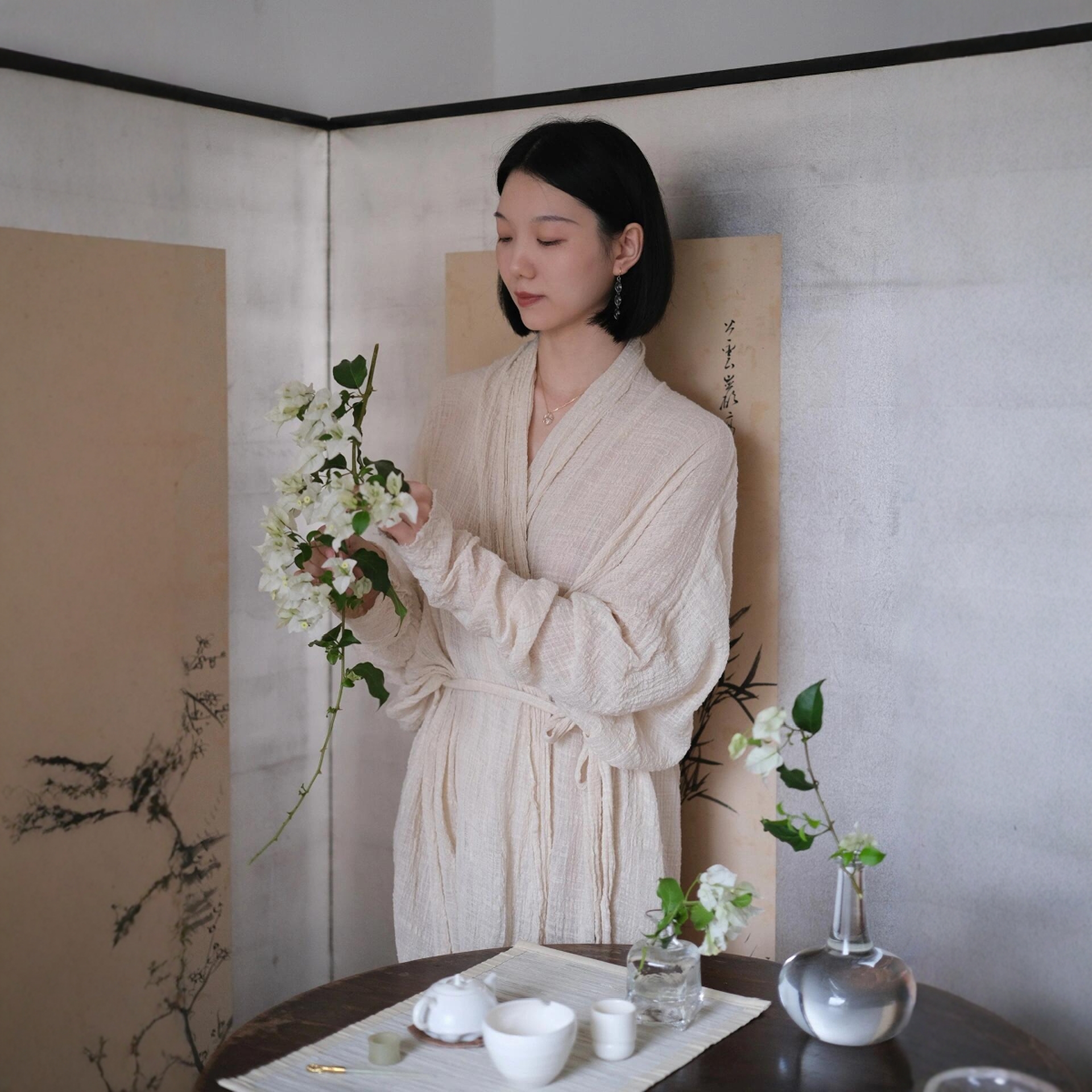 禅意复古宽松系带大袍子棉麻连衣裙文艺范慵懒风防晒衫禅修打坐服