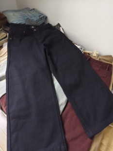 特清/GD家深蓝色植绒牛仔裤女秋冬加厚休闲裤XL码腰74臀围108长96