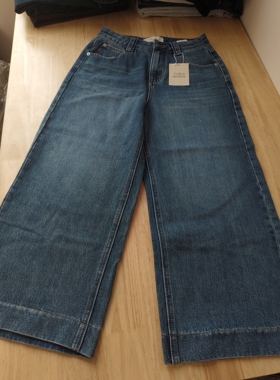 特清/Table家蓝色直筒牛仔裤女春秋阔腿裤L码腰围70臀围108长90