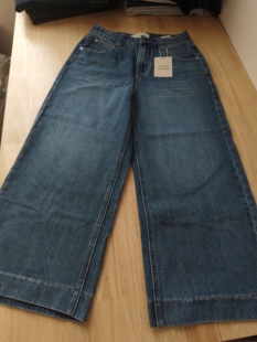 特清/Table家蓝色直筒牛仔裤女春秋阔腿裤L码腰围70臀围108长90