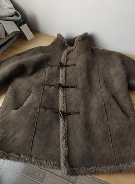 特清/双面穿仿皮毛一体外套女秋冬宽松韩范毛毛外套L胸围134长73