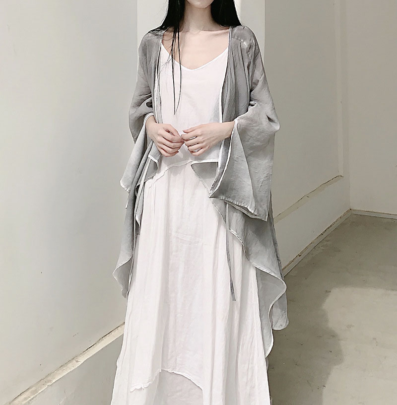 文艺国风飘逸系带开衫女中长款汉服薄外套春夏天丝长袖防晒衫外搭