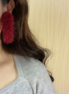 果果欧美水貂毛女无圆圈耳环
