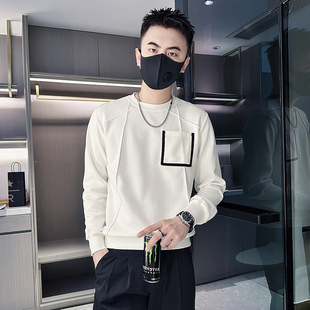 S号XS码 拼接圆领休闲卫衣男装 小个子潮流套头外套 新款 2023春秋季