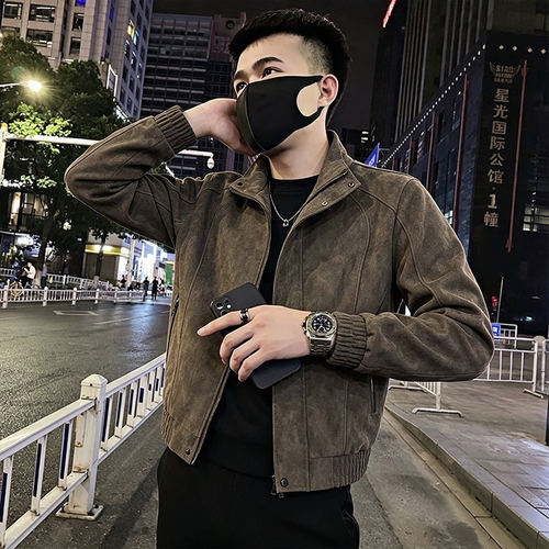 秋冬新款机车小皮衣XS码小号短款机能帅气皮夹克矮个子160男外套S