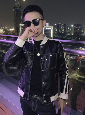 160冬季小码男装155 XS矮小个子S号短款修身立领皮衣夹克加绒外套