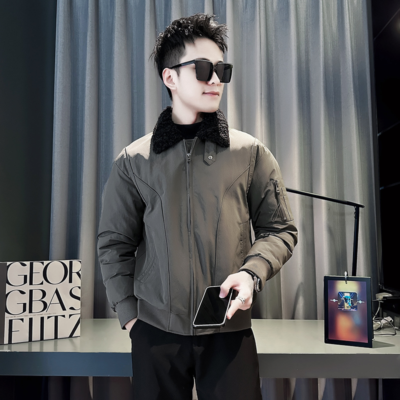 高级感潮牌翻领棉衣XS小码男士痞帅潮流保暖棉服S号冬季休闲棉袄