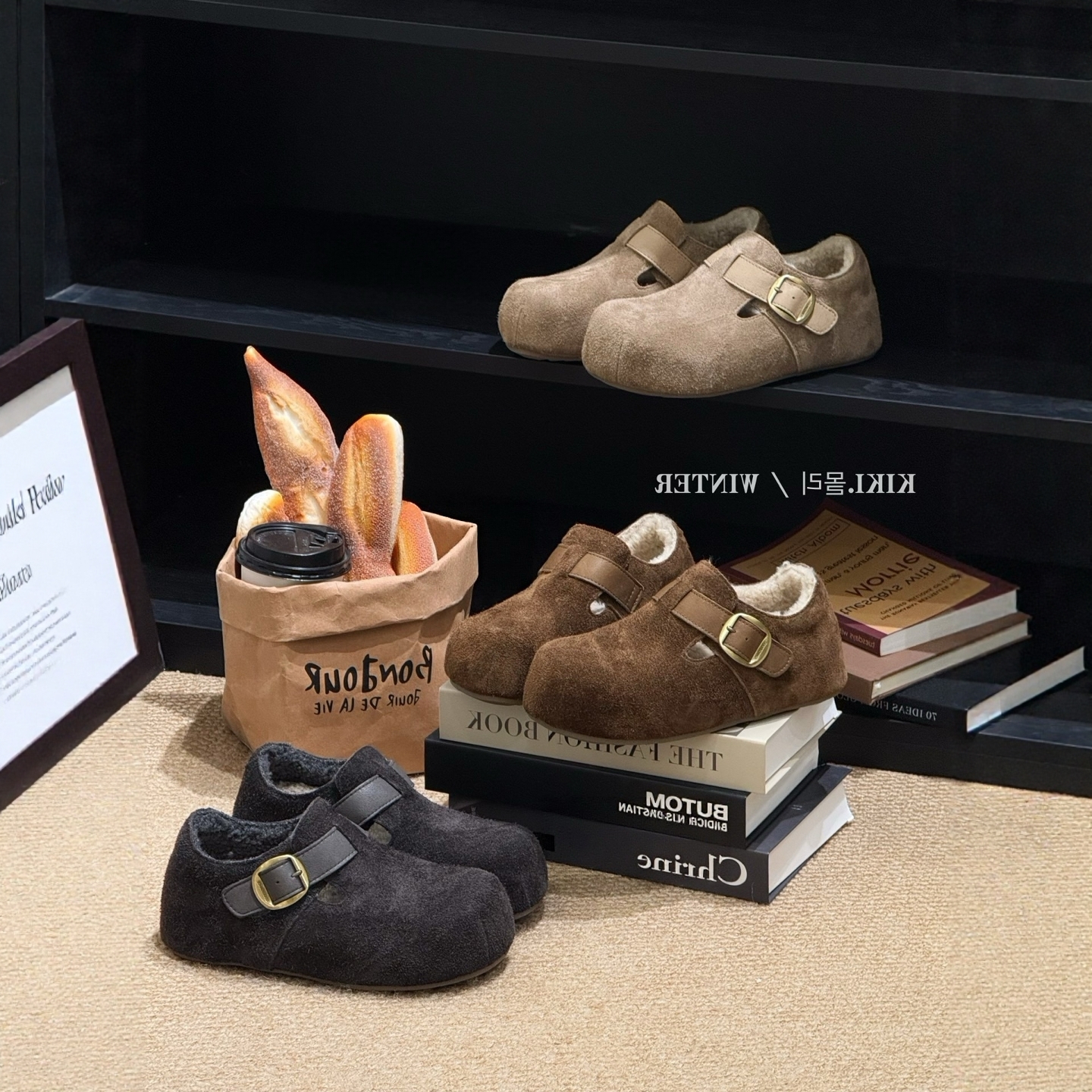 秋冬羊羔毛勃肯鞋包头鞋懒人棉鞋