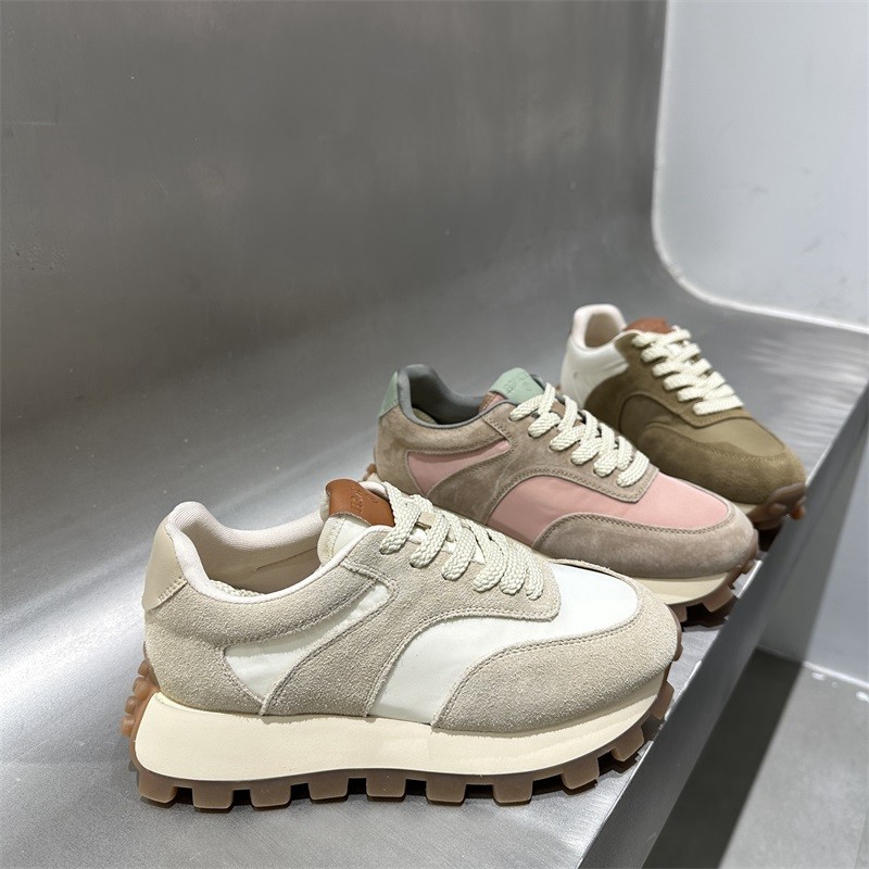 厚底真皮老爹鞋女2026春季新款休闲运动百搭小个子复古华夫阿甘鞋