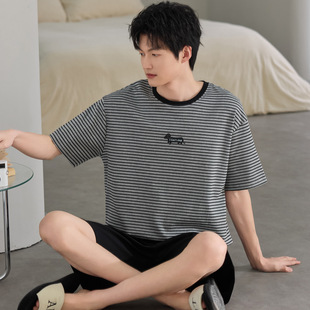 男士 男款 睡衣纯棉短袖 夏季 简约休闲全棉家居服可外穿 短裤 2026新款