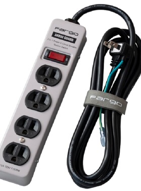 日本Fargo STEEL TAP全钢电源排插 3口插头直排AC4插口电缆2m银色