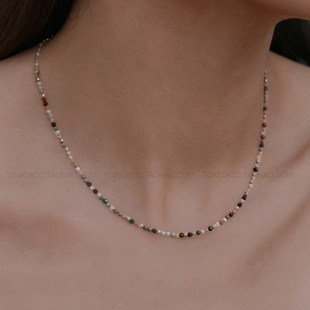 TOXIC 小众设计高级感925银扣天然原石细款锁骨链项链