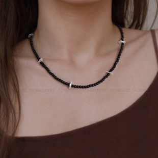 TOXIC 小众设计高级感复古黑玛瑙串珠天然淡水珍珠项链